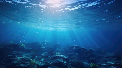 Fototapeta na wymiar Sunlit Depths: Ocean Sunrays Below