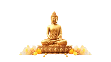 Zelfklevend Fotobehang Buddha for buddha purnima and vesak, Isolated on transparent PNG background, Generative ai © Rajesh