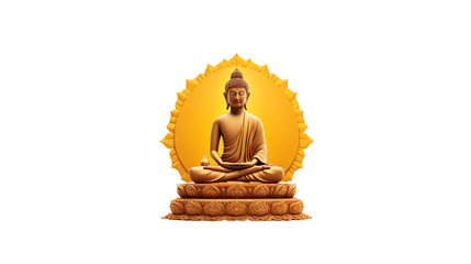 Buddha for buddha purnima and vesak, Isolated on transparent PNG background, Generative ai