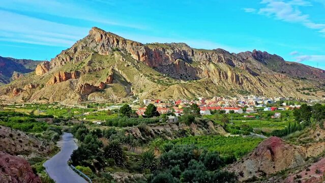 Landscape view of Villanueva del Rio Segura in the Valley of Ricote, Murcia region in Spain