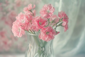 soft Spring Flowers in a Vase with blurred bokeh background. AI Generative
