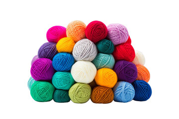 Colorful balls of wool on concrete variety, Isolated on transparent PNG background, Generative ai