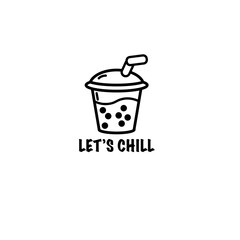 milk tea black and white illustration for logo, element, design, template, etc

