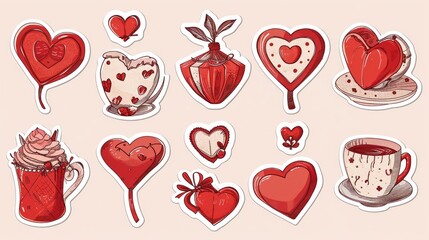 Hand drawn valentine's day stickers collection, Vector