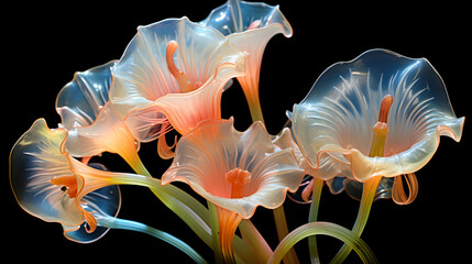 Flower bouquet made of translucent trumpets