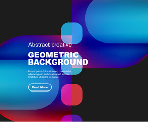 Round triangle and round square composition geometric background