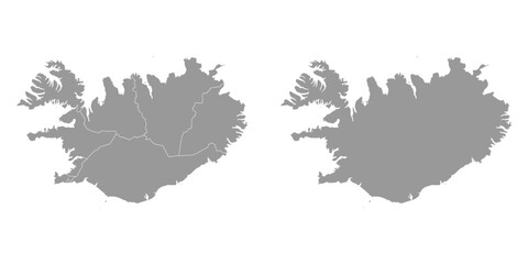 Iceland grey map with administrative districts. Vector illustration.