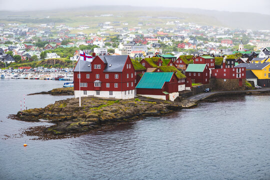 Tinganes, the historic location of the Faroese government in Torshavn, the Faroe Islands