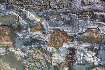 Close up of stone and mortar wall texture