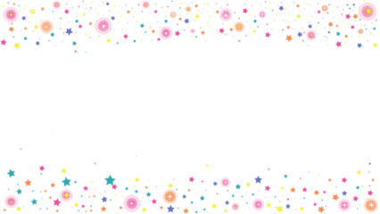 Background with confetti colorful falling stars 2 sides transparent