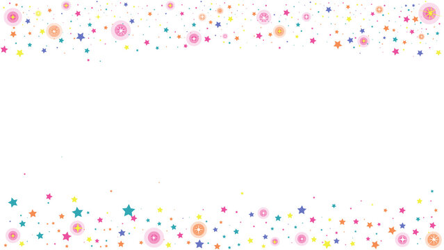 Background with confetti colorful falling stars 2 sides transparent