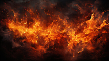 Inferno Illumination: Burning Fire on a Black Background