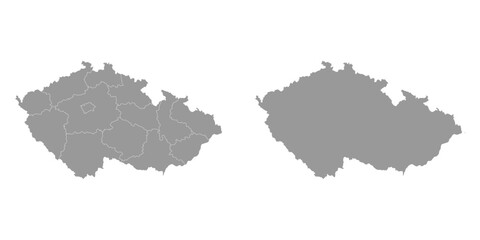 Czech Republic grey map with regions. Vector illustration.