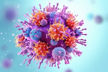 Microbiology and virology concept: isolated coronavirus or flu virus. Generative AI - obrazy, fototapety, plakaty
