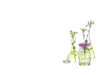 PNG, Test tubes with flowers, isolated on white background