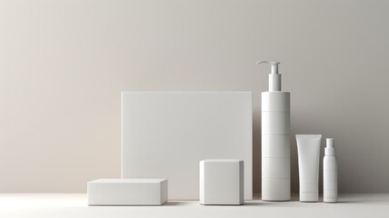 Fototapeta na wymiar mockup white set featuring blank cosmetic packaging designs