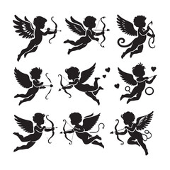 Tender Valentine Cupid Silhouette: Mesmerizing Stock Image for Love Themes - Valentine Vector - Cupid Vector
