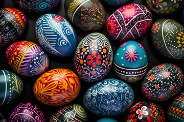 Background made from easter colorful eggs 