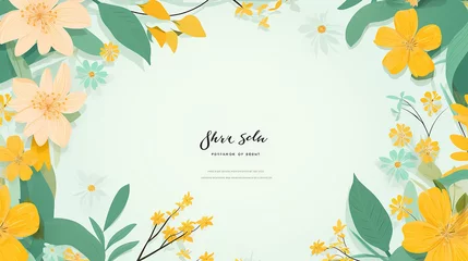 Tuinposter Template design banner for spring season sale in light green background © Yellow