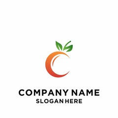 vector illustration of orange fruit with abstract letter c combination