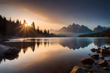 Foto auf Acrylglas sunrise over lake © faizan muhammad