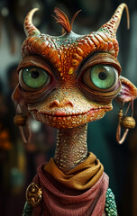 A fantasy Creepy Alien monster animal in Scales.