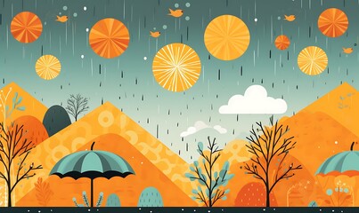 Background with rainy season elements. Generative Ai


