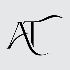 Initial Letter AT Logo Design Creative Elegant Style