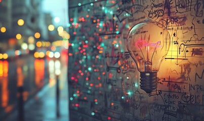 light bulb on wall with idea