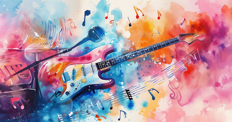 A melodic world depicted in watercolor, presenting a conceptual background that resonates with the vibrant and harmonious essence of the music.
