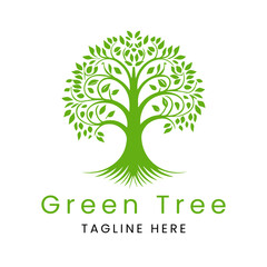 Creative green tree logo template