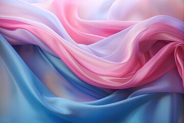 Folds of silk satin fabric lie beautifully on the table. Elegant pastel textile background for advertising goods and business.