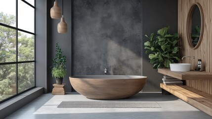 Modern luxury interior architecture, Bathroom Design 3d rendering copy space - obrazy, fototapety, plakaty