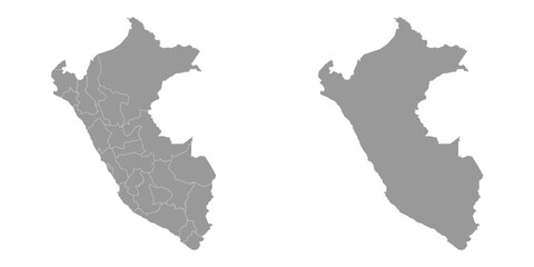 Fototapeta na wymiar Peru grey map with departments. Vector Illustration.