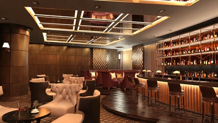 オンラインミーティング用背景 テレビ会議背景用 ZOOM会議背景用 CG 夜 ホテル バー ラウンジ night LOUNGE CG video conferencing background	
