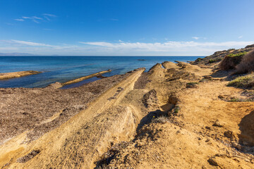 Paesaggio roccioso di Cabo de la Huerta ad Alicante, Spagna