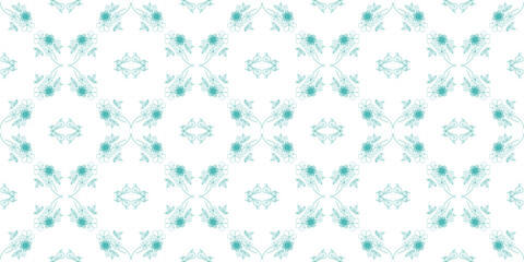 Floral seamless contour pattern. Bicolor pattern of flowers, leaves and swirls, for home textile design