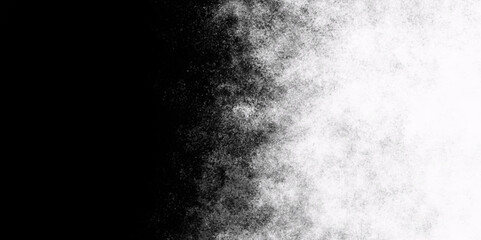  Abstract illustration with colorful gradient clouds. Freeze motion of color powder splash. Closeup of white and block dust particles exhale on dark background.