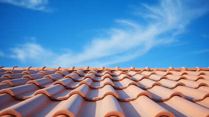 roof tile pattern over blue sky