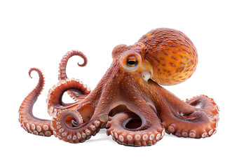 Fototapeta premium Octopus isolated on transparent background, side view