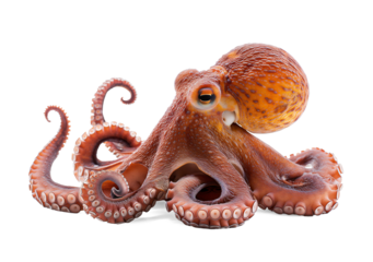 Octopus isolated on transparent background, side view