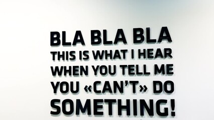 Motivational fitness message in the gym