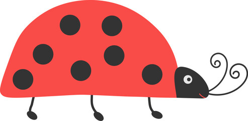 Ladybug cute insect hand drawn flat vector illustration design for print, paper, card, template, flyer, logo, poster, children decor. Cartoon character for congratulate Ladybug Day 13 iunie