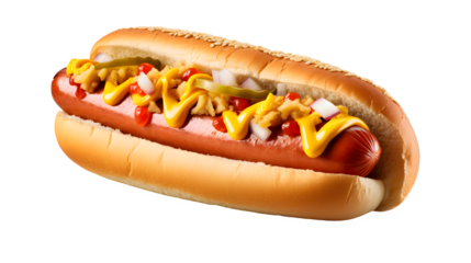 
hotdog png, classic street food, grilled sausage, bun, mustard, ketchup, hotdog clipart, fast food, transparent background, culinary illustration, savory snack





