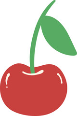 Coquette cherry with ribbon bow flat design