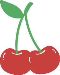 Coquette cherries with ribbon bow flat design