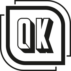 Fototapeta premium QK letter logo design on white background. QK logo. QK creative initials letter Monogram logo icon concept. QK letter design