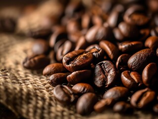 Naklejka premium Perfect roasted coffee beans in a close up Photography