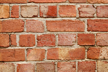 full frame of old red brick wall
