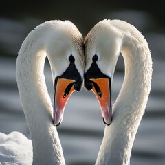 Fototapeta premium two swans on the lake